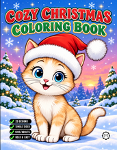 Load image into Gallery viewer, Cozy Christmas Coloring Book for Kids &amp; Adults, Cute Animal Winter Holiday Activity Pages, Bold Easy Printed Paper Physical Christmas Gift
