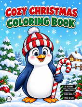 Load image into Gallery viewer, Cozy Christmas Coloring Book for Kids &amp; Adults, Cute Animal Winter Holiday Activity Pages, Bold Easy Printed Paper Physical Christmas Gift
