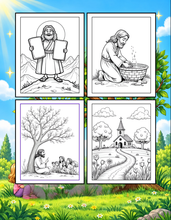 Load image into Gallery viewer, Christian Coloring Book for Adults Kids Boys Girls Teens, Bold and Easy Bible Story Designs, Single Sided Jesus Faith Devotional Gift
