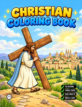 Load image into Gallery viewer, Christian Coloring Book for Adults Kids Boys Girls Teens, Bold and Easy Bible Story Designs, Single Sided Jesus Faith Devotional Gift
