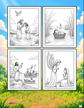 Load image into Gallery viewer, Christian Coloring Book for Adults Kids Boys Girls Teens, Bold and Easy Bible Story Designs, Single Sided Jesus Faith Devotional Gift
