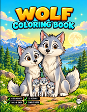 Load image into Gallery viewer, Cute Wolf Coloring Book for Kids and Adults, Bold and Easy Printed Coloring Book, 25 Single-Sided Wolf Designs, Animal Gift for All Ages
