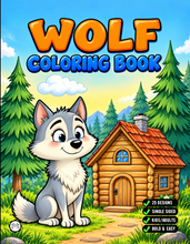 Load image into Gallery viewer, Cute Wolf Coloring Book for Kids and Adults, Bold and Easy Printed Coloring Book, 25 Single-Sided Wolf Designs, Animal Gift for All Ages
