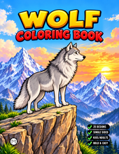 Load image into Gallery viewer, Cute Wolf Coloring Book for Kids and Adults, Bold and Easy Printed Coloring Book, 25 Single-Sided Wolf Designs, Animal Gift for All Ages
