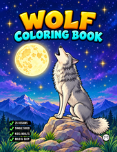 Load image into Gallery viewer, Cute Wolf Coloring Book for Kids and Adults, Bold and Easy Printed Coloring Book, 25 Single-Sided Wolf Designs, Animal Gift for All Ages
