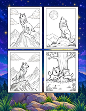Load image into Gallery viewer, Cute Wolf Coloring Book for Kids and Adults, Bold and Easy Printed Coloring Book, 25 Single-Sided Wolf Designs, Animal Gift for All Ages
