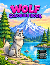 Load image into Gallery viewer, Cute Wolf Coloring Book for Kids and Adults, Bold and Easy Printed Coloring Book, 25 Single-Sided Wolf Designs, Animal Gift for All Ages
