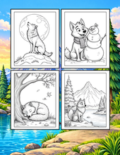 Load image into Gallery viewer, Cute Wolf Coloring Book for Kids and Adults, Bold and Easy Printed Coloring Book, 25 Single-Sided Wolf Designs, Animal Gift for All Ages
