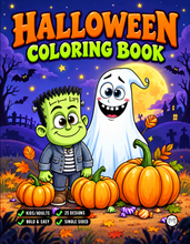 Load image into Gallery viewer, Halloween Coloring Book for Adults Kids, Printed Physical Book, 25 Bold Easy Spooky Designs, Single-Sided Pages, Perfect Halloween Gift
