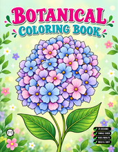Load image into Gallery viewer, Botanical Coloring Book for Adults and Kids, Printed Physical Book, 25 Bold Easy Plant Designs, Single Sided Nature Art Therapy Gift
