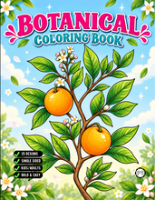 Load image into Gallery viewer, Botanical Coloring Book for Adults and Kids, Printed Physical Book, 25 Bold Easy Plant Designs, Single Sided Nature Art Therapy Gift
