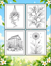 Load image into Gallery viewer, Botanical Coloring Book for Adults and Kids, Printed Physical Book, 25 Bold Easy Plant Designs, Single Sided Nature Art Therapy Gift
