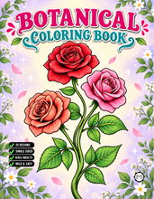 Load image into Gallery viewer, Botanical Coloring Book for Adults and Kids, Printed Physical Book, 25 Bold Easy Plant Designs, Single Sided Nature Art Therapy Gift
