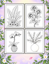 Load image into Gallery viewer, Botanical Coloring Book for Adults and Kids, Printed Physical Book, 25 Bold Easy Plant Designs, Single Sided Nature Art Therapy Gift
