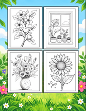 Load image into Gallery viewer, Botanical Coloring Book for Adults and Kids, Printed Physical Book, 25 Bold Easy Plant Designs, Single Sided Nature Art Therapy Gift
