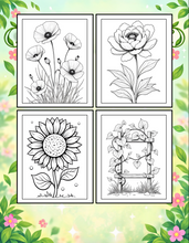 Load image into Gallery viewer, Botanical Coloring Book for Adults and Kids, Printed Physical Book, 25 Bold Easy Plant Designs, Single Sided Nature Art Therapy Gift
