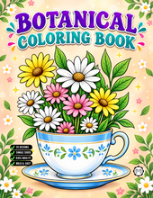 Load image into Gallery viewer, Botanical Coloring Book for Adults and Kids, Printed Physical Book, 25 Bold Easy Plant Designs, Single Sided Nature Art Therapy Gift
