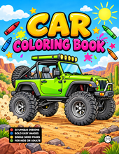 Load image into Gallery viewer, Printed Car Coloring Book for Kids Adults 25 Easy Vehicle Designs Physical Auto Activity Book Single Sided Pages Race Cars Off Road
