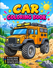 Load image into Gallery viewer, Printed Car Coloring Book for Kids Adults 25 Easy Vehicle Designs Physical Auto Activity Book Single Sided Pages Race Cars Off Road
