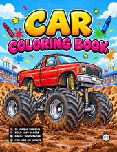 Load image into Gallery viewer, Printed Car Coloring Book for Kids Adults 25 Easy Vehicle Designs Physical Auto Activity Book Single Sided Pages Race Cars Off Road
