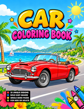 Load image into Gallery viewer, Printed Car Coloring Book for Kids Adults 25 Easy Vehicle Designs Physical Auto Activity Book Single Sided Pages Race Cars Off Road
