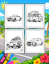 Load image into Gallery viewer, Printed Car Coloring Book for Kids Adults 25 Easy Vehicle Designs Physical Auto Activity Book Single Sided Pages Race Cars Off Road
