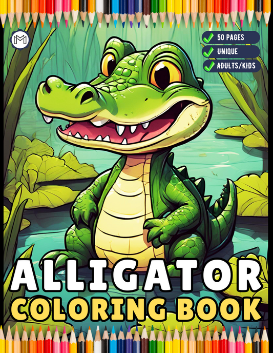 50 Pages Funny Crocodile Alligator Gator Coloring Book Holiday Birthday Gift Adults Kids Men Women Boys Girls Teens Tropical Florida Gator