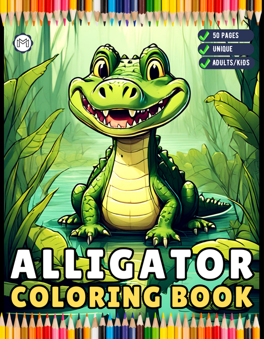 Funny Crocodile Alligator Gator Coloring Book Holiday Birthday Gift Adults Kids Men Women Boys Girls Teens 50 Pages Tropical Florida Gator