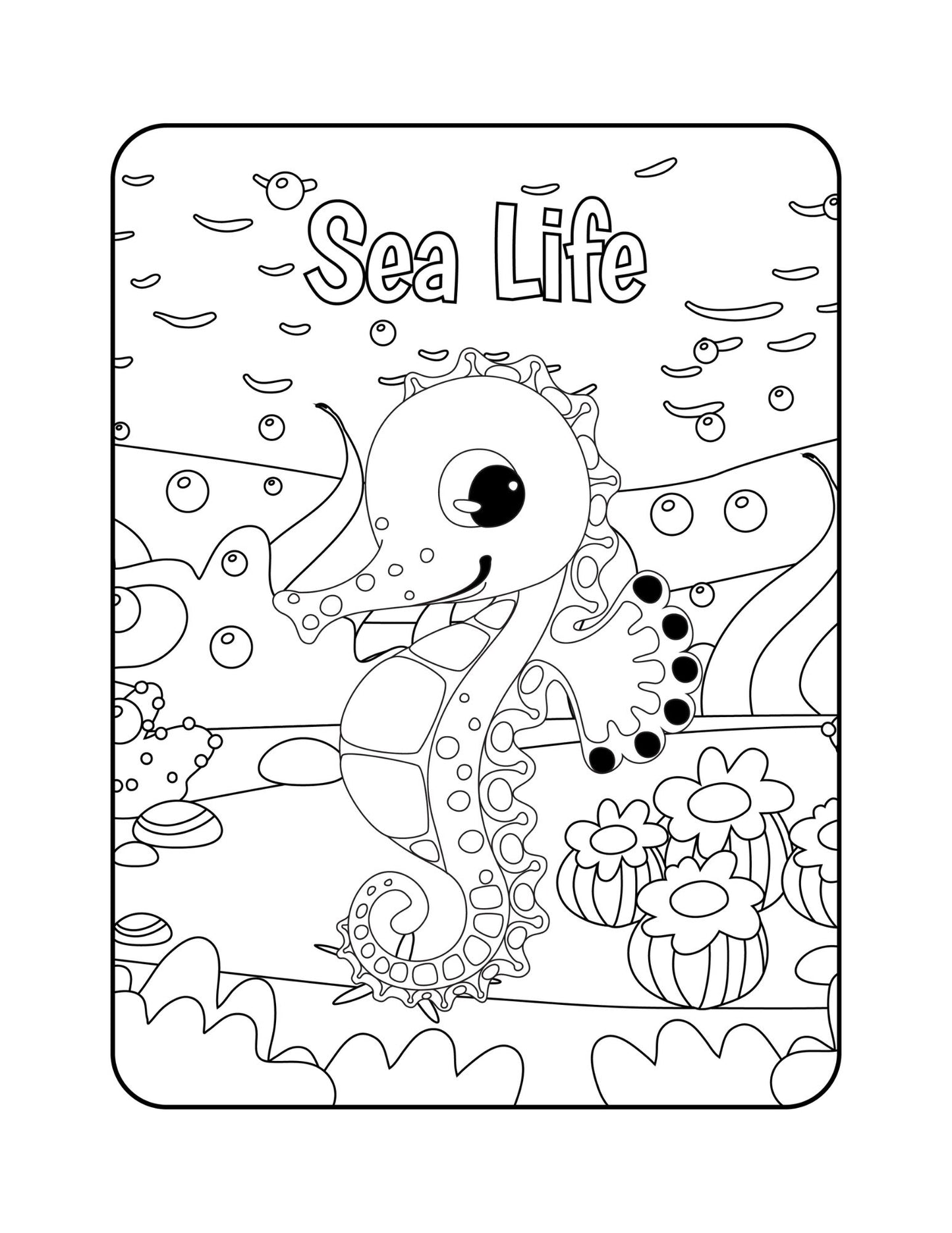 Sea Animal Coloring Book For Kids And Adults Relaxation Kids Coloring Books Coloring For Kids Child Coloring Book Coloring Activity Pages