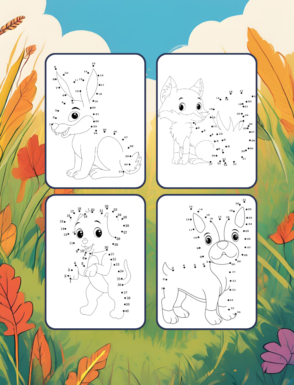 50 Pages Dot to Dot Animal Lover Activity Book Gift Kids Ages Boys Girls Teens Preschool Toddlers Cute Animals Dot to Dot Puzzle Activity