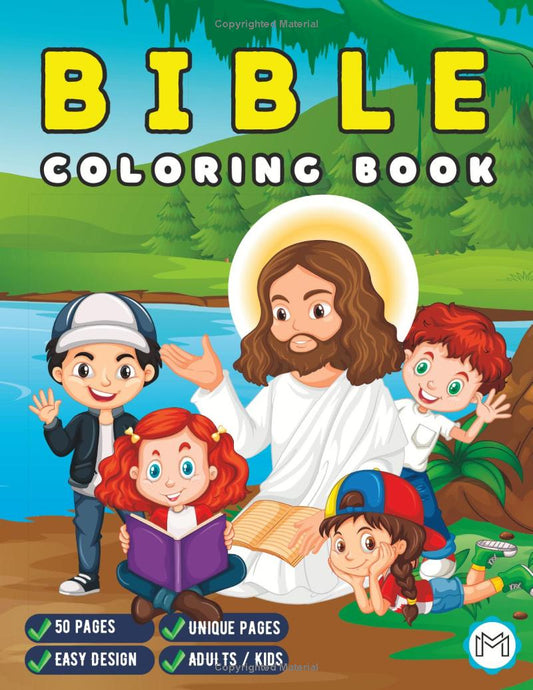 50 Pages Youth Coloring Bible Religious Coloring Sheets Inspire Coloring Bible Book Jesus Coloring Book For Kids Holy Bible Coloring Book