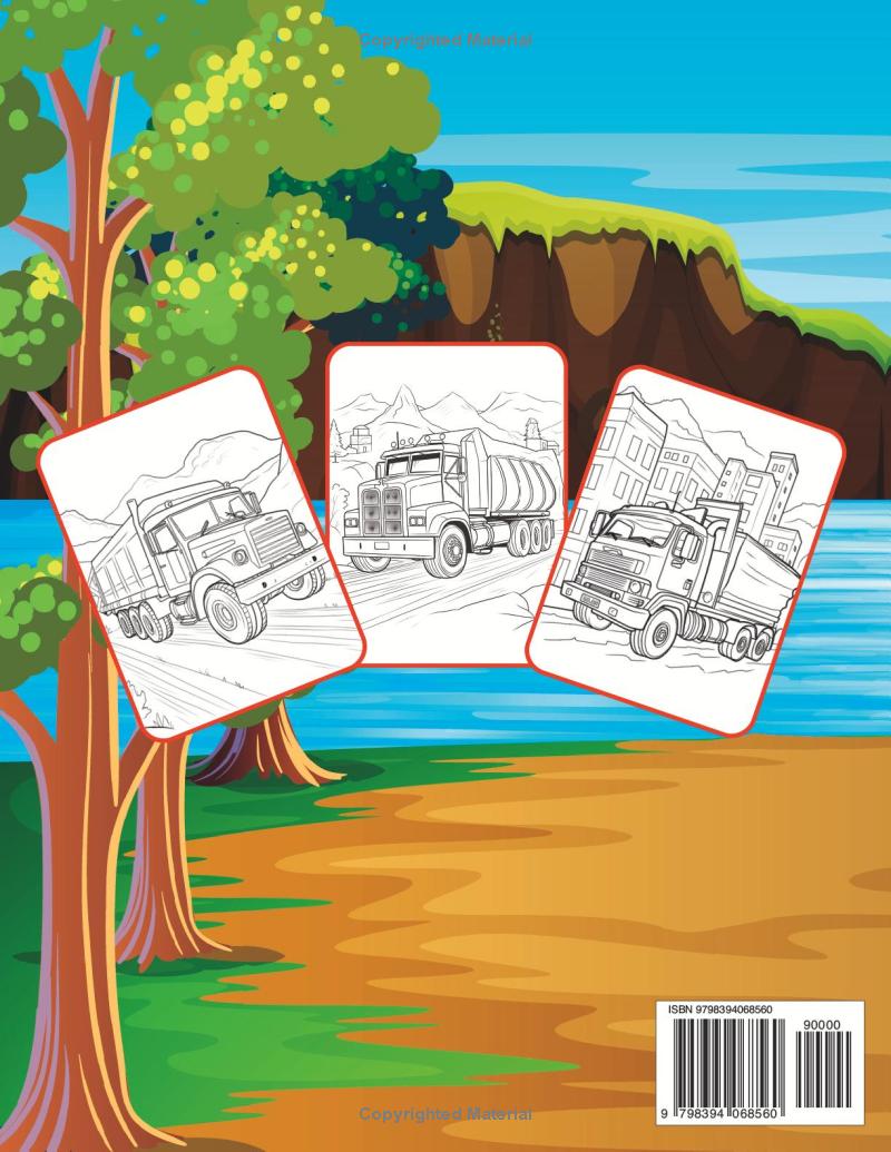 Truck Coloring Book For Adults Truck Coloring Pages Vehicle Coloring Book Gift Vehicle Coloring Book Adult Semi Truck Coloring Book For Kids