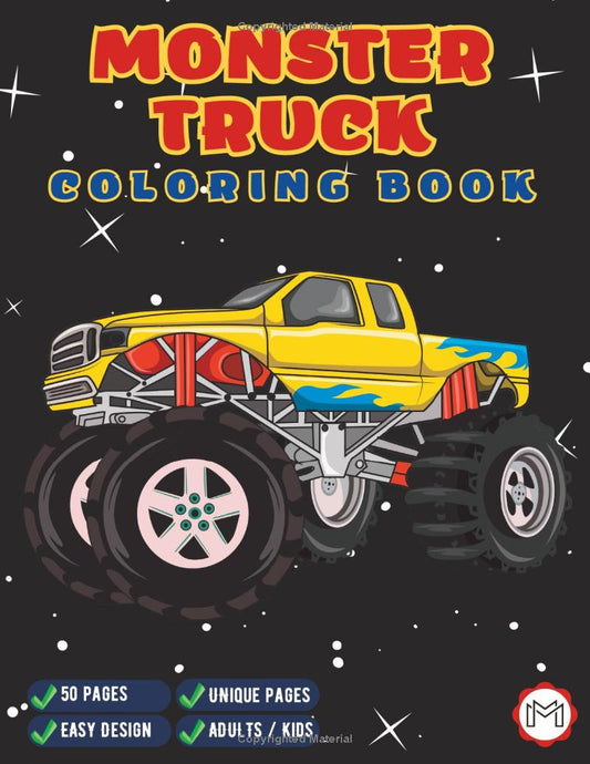 Monster Truck Coloring Book 30 Pages Truck Coloring Book For Kids Giant Monster Truck Coloring Sheet Gift Truck Coloring Books For Boys