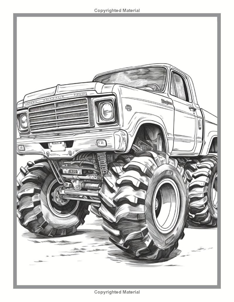 Monster Truck Coloring Book 30 Pages Truck Coloring Book For Kids Giant Monster Truck Coloring Sheet Gift Truck Coloring Books For Boys