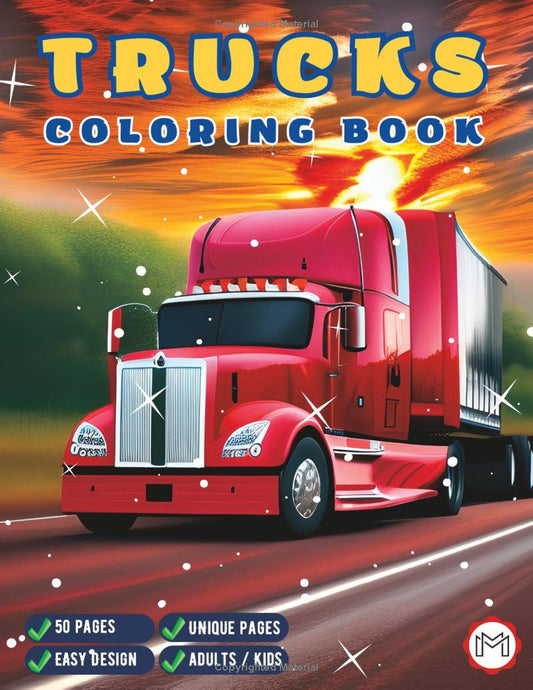 Truck Coloring Book For Adults Truck Coloring Pages Vehicle Coloring Book Gift Vehicle Coloring Book Adult Semi Truck Coloring Book For Kids
