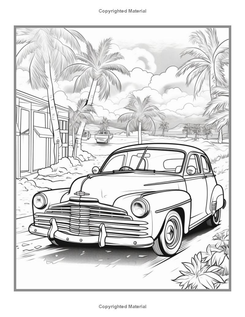 50 Pages Retro Old Vintage Classic Car Coloring Book For Adults Car Guy Classic Car Coloring Book Vintage Race Vehicle Coloring Sheets