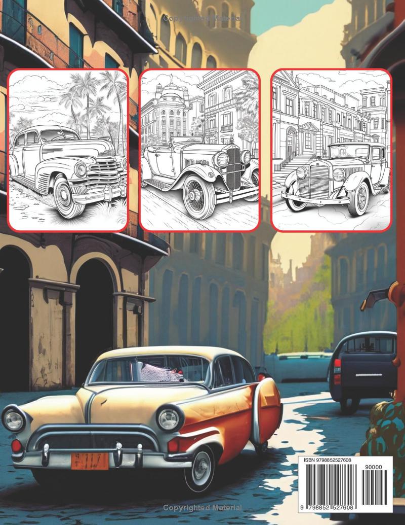 50 Pages Retro Old Vintage Classic Car Coloring Book For Adults Car Guy Classic Car Coloring Book Vintage Race Vehicle Coloring Sheets