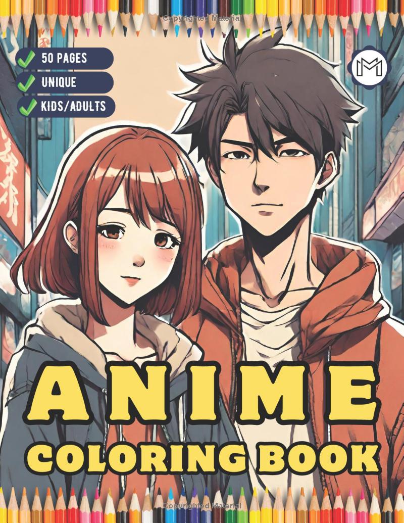 Cute Japanese Anime Coloring Book for Adults Kids Boys Girls Easy Anime Manga Coloring Pages for Kids 50 Pages Coloring Books for Teens