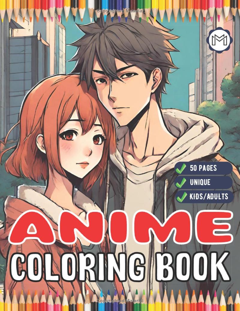 Cute Japanese Anime Coloring Book for Adults Kids Boys Girls 50 Pages Easy Anime Manga Coloring Pages for Kids Coloring Books for Teens