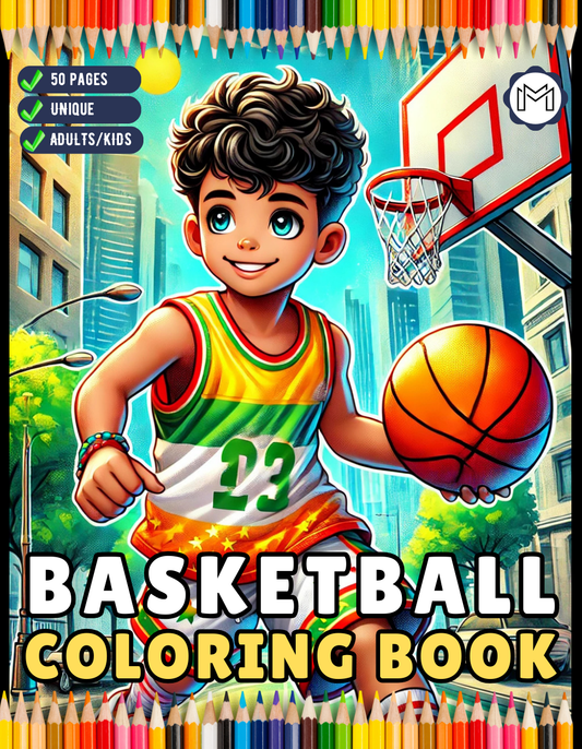 50 Pages Basketball Coloring Book Gift for Adults Kids Men Women Boys Girls Teens Youth Basketball Player Coloring Activity Book