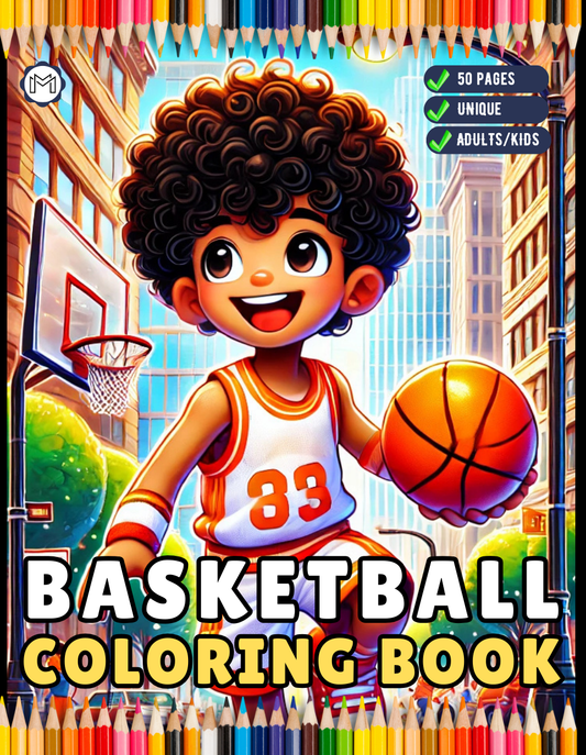 Funny Basketball Theme Coloring Book 50 Pages Basketball Coloring Book Gift Adults Kids Men Women Boys Girls Teens Youth Basketball Player