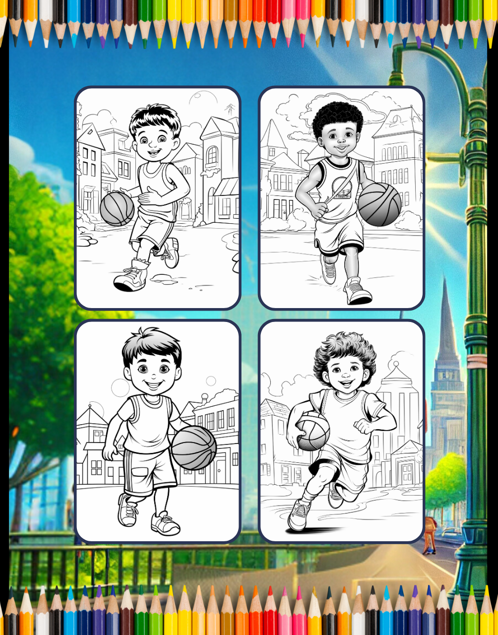 Basketball Coloring Book Gift for Adults Kids Men Women Boys Girls Teens Youth 50 Pages Basketball Player Coloring Activity Book