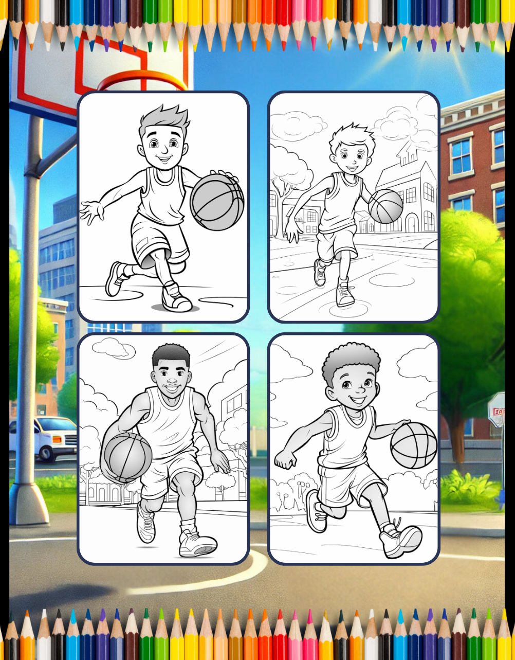 Basketball Coloring Book Gift for Adults Kids Men Women Boys Girls Teens Youth 50 Pages Basketball Player Coloring Activity Book