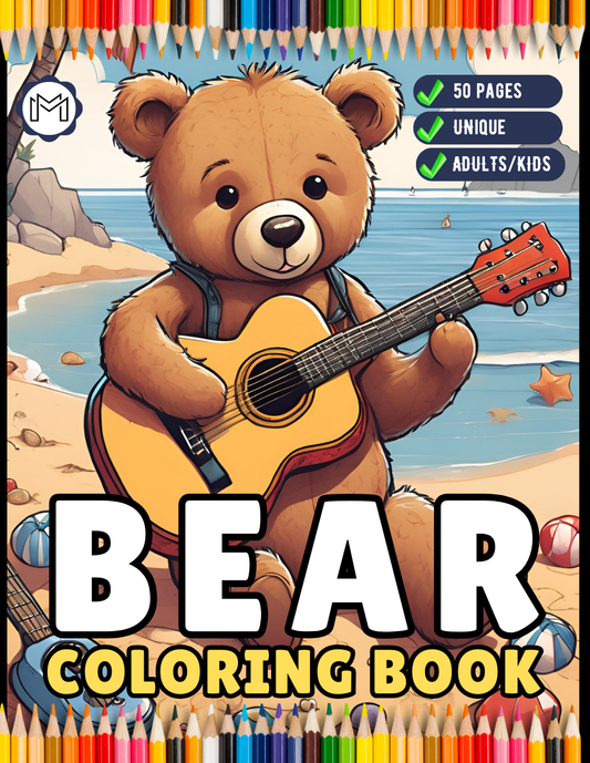 Cute Teddy Bear Coloring Book Gift for Adults Kids Men Women Boys Girls Teens 50 Pages Funny Teddy Bear Coloring Activity Book for Students