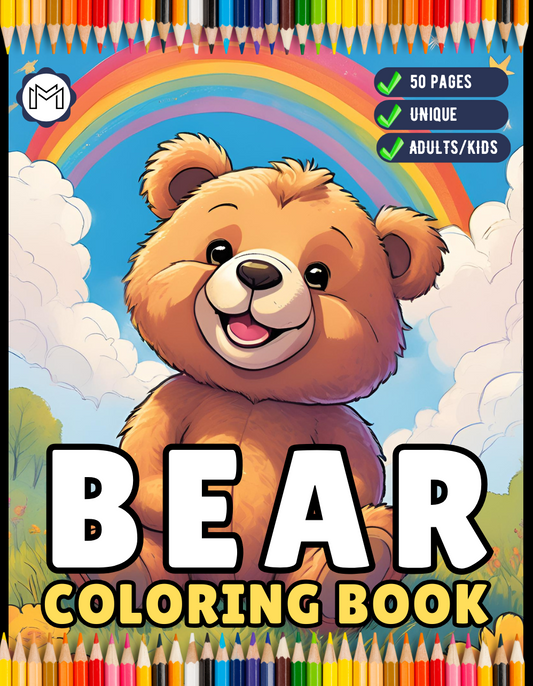 Cute Teddy Bear Coloring Book Gift for Adults Kids Men Women Boys Girls Teens 50 Pages Funny Teddy Bear Coloring Activity Book for Students