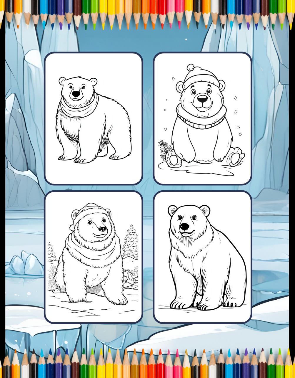 Cute Polar Bear Coloring Book Gift for Adults Kids Men Women Boys Girls Teens 50 Pages Funny Polar Bear Coloring Activity Book for Students