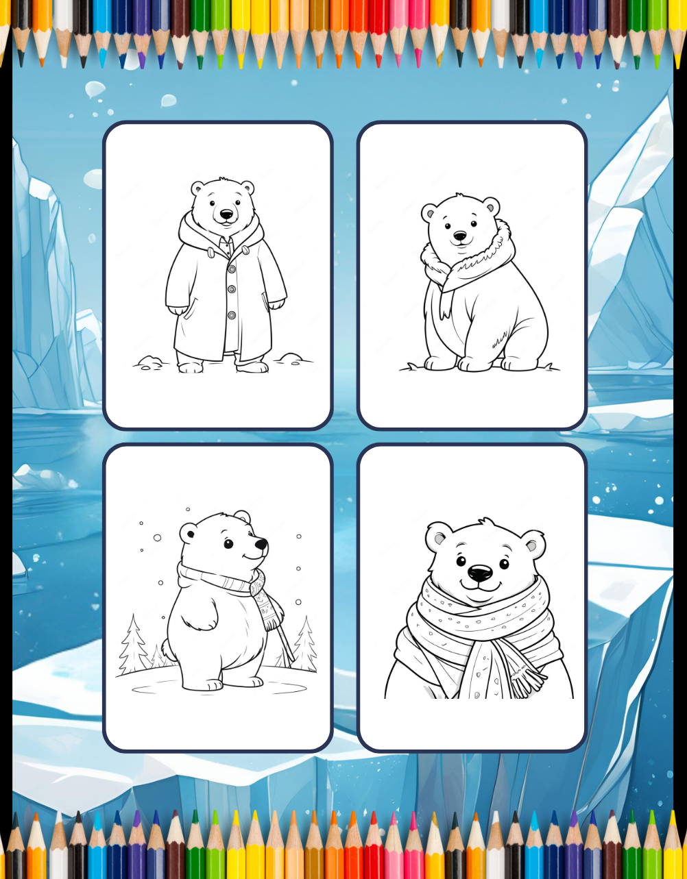 50 Pages Cute Polar Bear Coloring Book Gift for Adults Kids Men Women Boys Girls Teens Funny Polar Bear Coloring Activity Book for Students