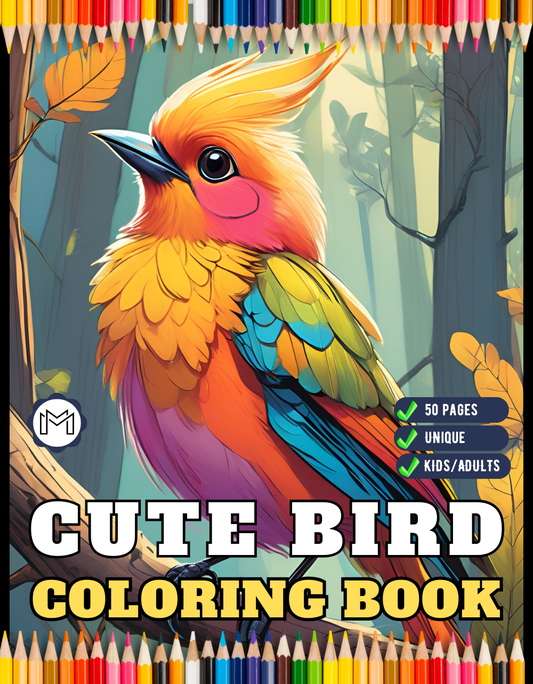 50 Pages Funny Bird Coloring Book Gift for Adults Kids Men Women Boys Girls Children Seniors Bird Animal Lover Pet Owner Coloring Sheets