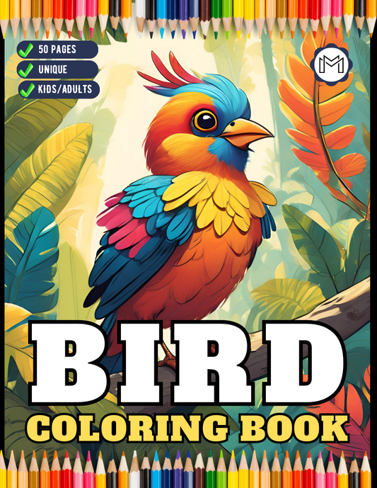 Funny Bird Coloring Book Gift for Adults Kids Men Women Boys Girls Children Seniors 50 Pages Bird Animal Lover Pet Owner Coloring Sheets