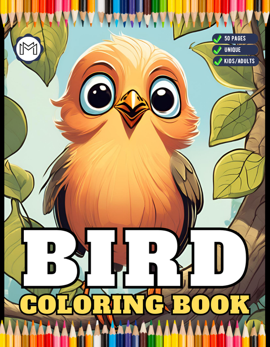 50 Pages Funny Bird Coloring Book Gift for Adults Kids Men Women Boys Girls Children Seniors Bird Animal Lover Pet Owner Coloring Sheets